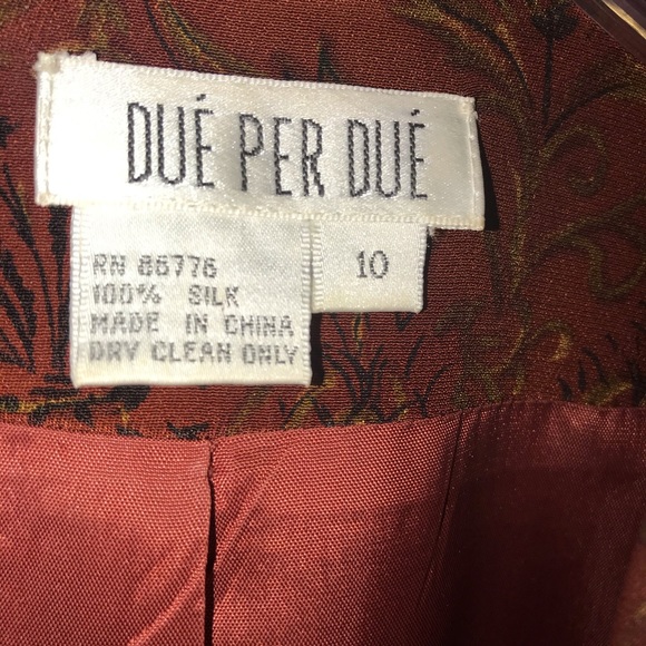 Vintage Due Per Due Silk Floral Zip Blazer, Sz 10 - Picture 5 of 8